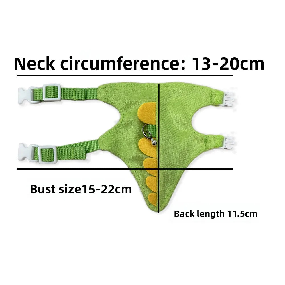 Ferret towing rope vest style adjustable pet rope cute dinosaur shape with bell for outdoor mouse walking rope Zpaxo