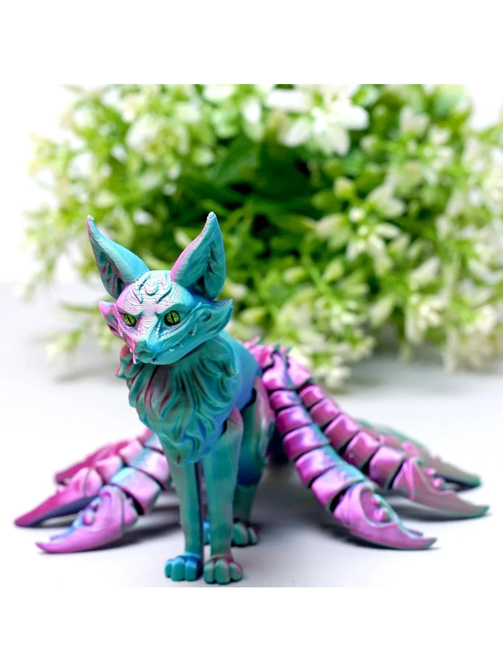 3D Printed Nine Tailed Fox Model Flexible Realistic Articulated