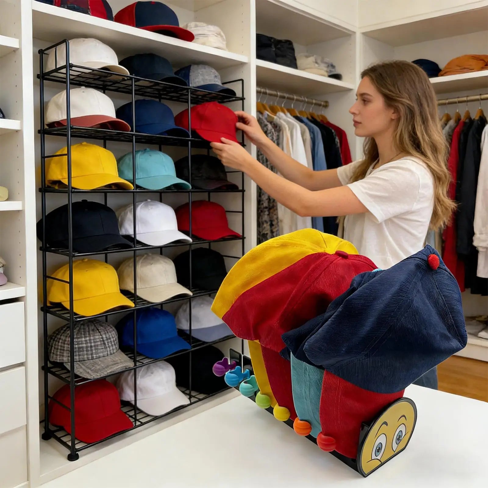 Baseball Cap Holder Hat Display Rack Laundry Baseball Cap Holder for Closet Bedroom Entryway Home Wardrobe Office Apartment Zpaxo