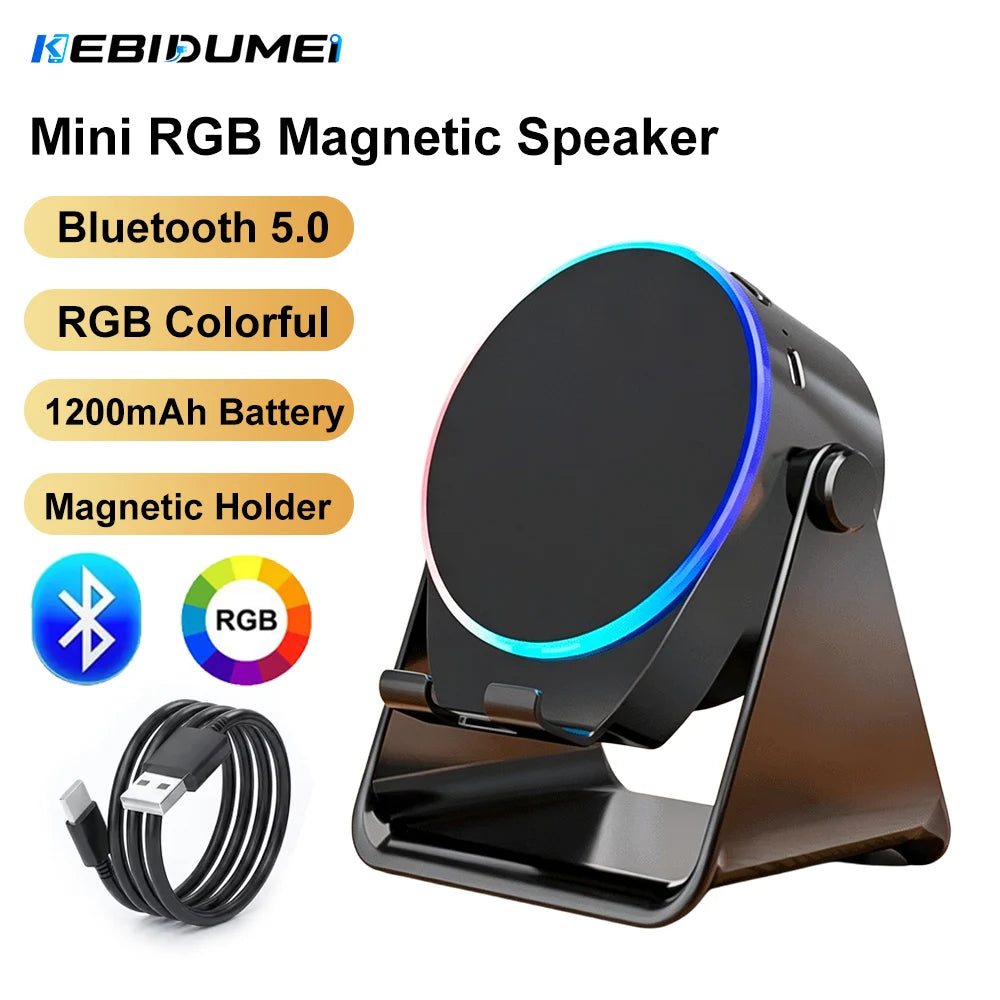 KEBIDUMEI RGB Magnetic Bluetooth 5 3 Speaker 1200mAh Phone Holder