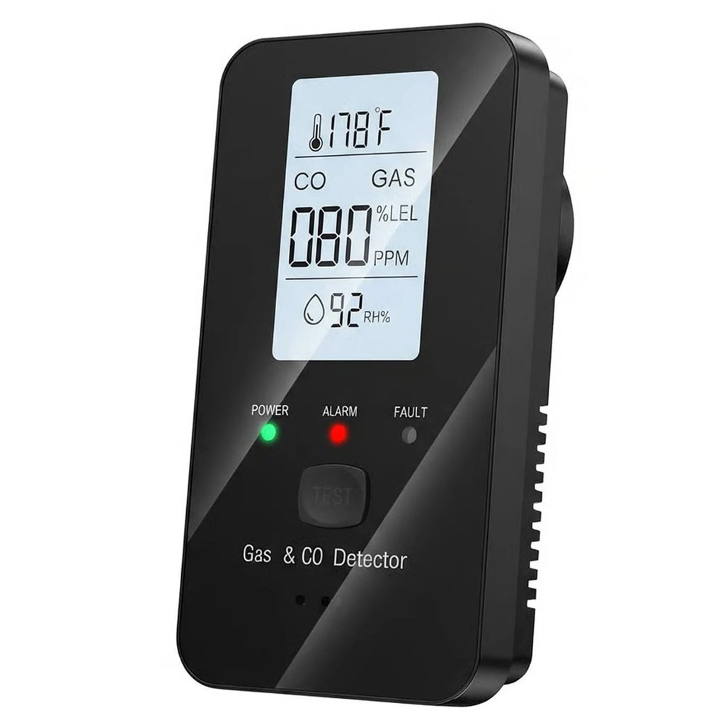 Natural Gas & Carbon Monoxide Detector, Plug in Carbon Monoxide Alarm,Propane,Methane,4-in-1 Combustible Gas & CO Detector Alarm Zpaxo Black EU Plug