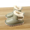 Winter Children's Bright Leather Snow Boots Thickened Sheepskin Fur Zpaxo Fruit green 26(insole 17cm) China Mainland