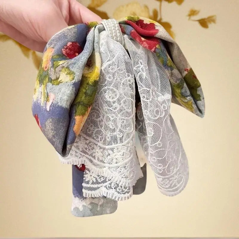 Women's Elegant Hair Claw Vintage Lace Bow Design Oil Painting Zpaxo