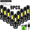 COB+XPE Zoomable Mini Tactical Flashlight – Rechargeable LED