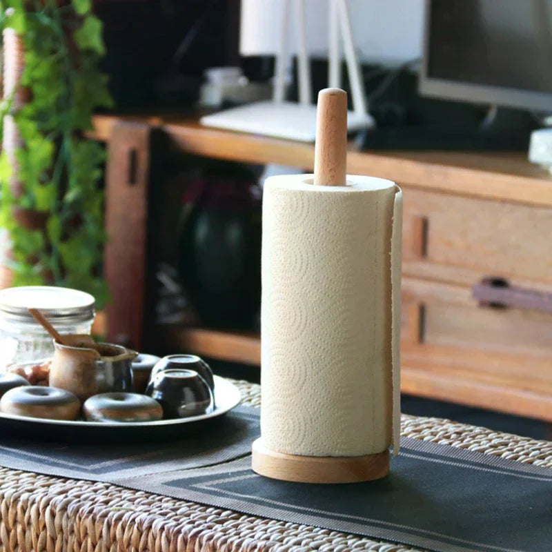 Kitchen Toilet Storage Accessories Wooden Roll Paper Towel Holder Zpaxo