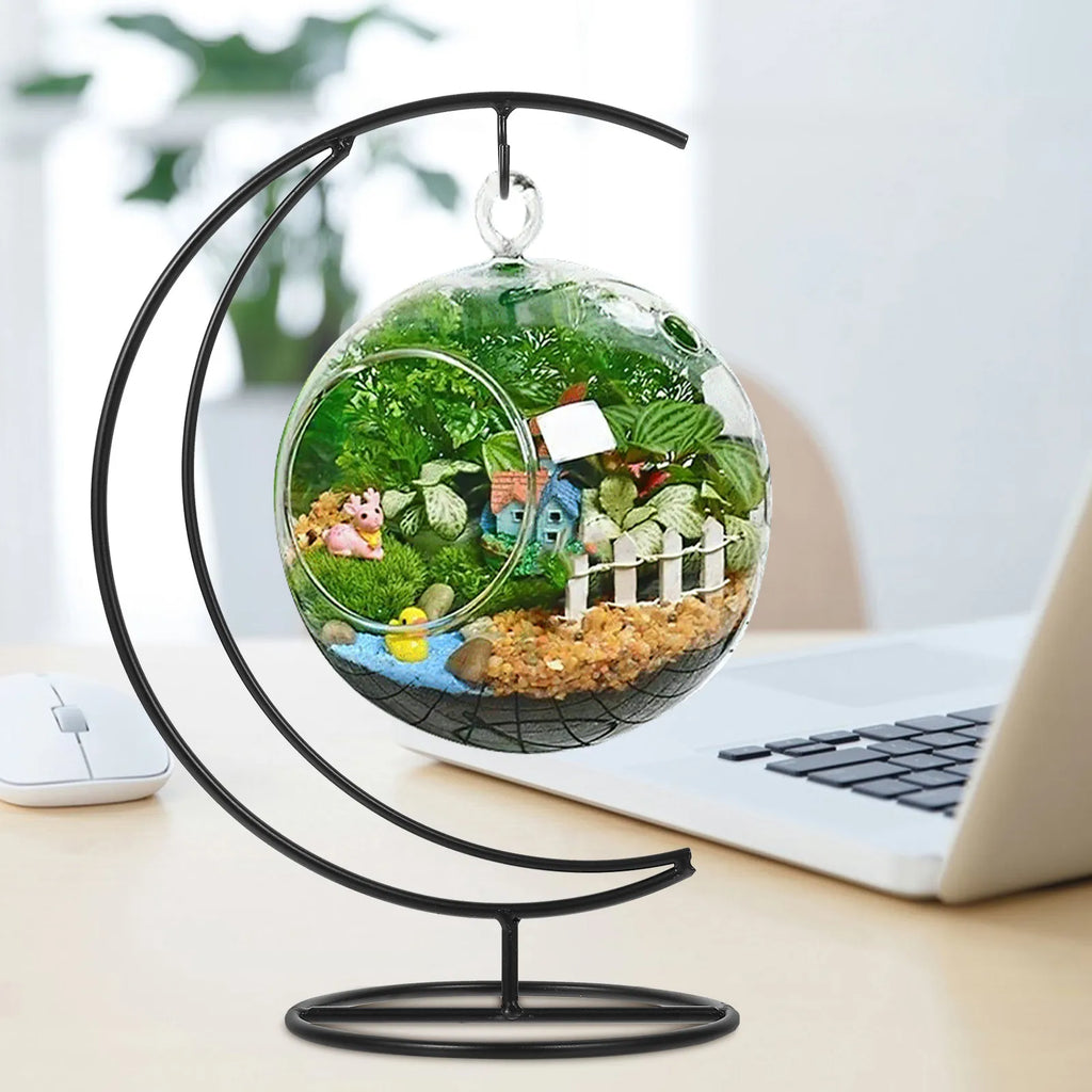 Graceful Hanging Iron Lantern Globe Ornament Stand Terrariums Air