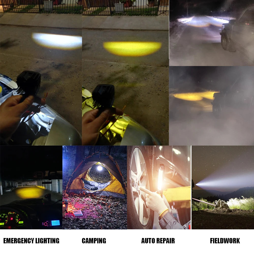 Spotlight Driving Light 6000K White 3000K Yellow Fog Lights 8D Lens