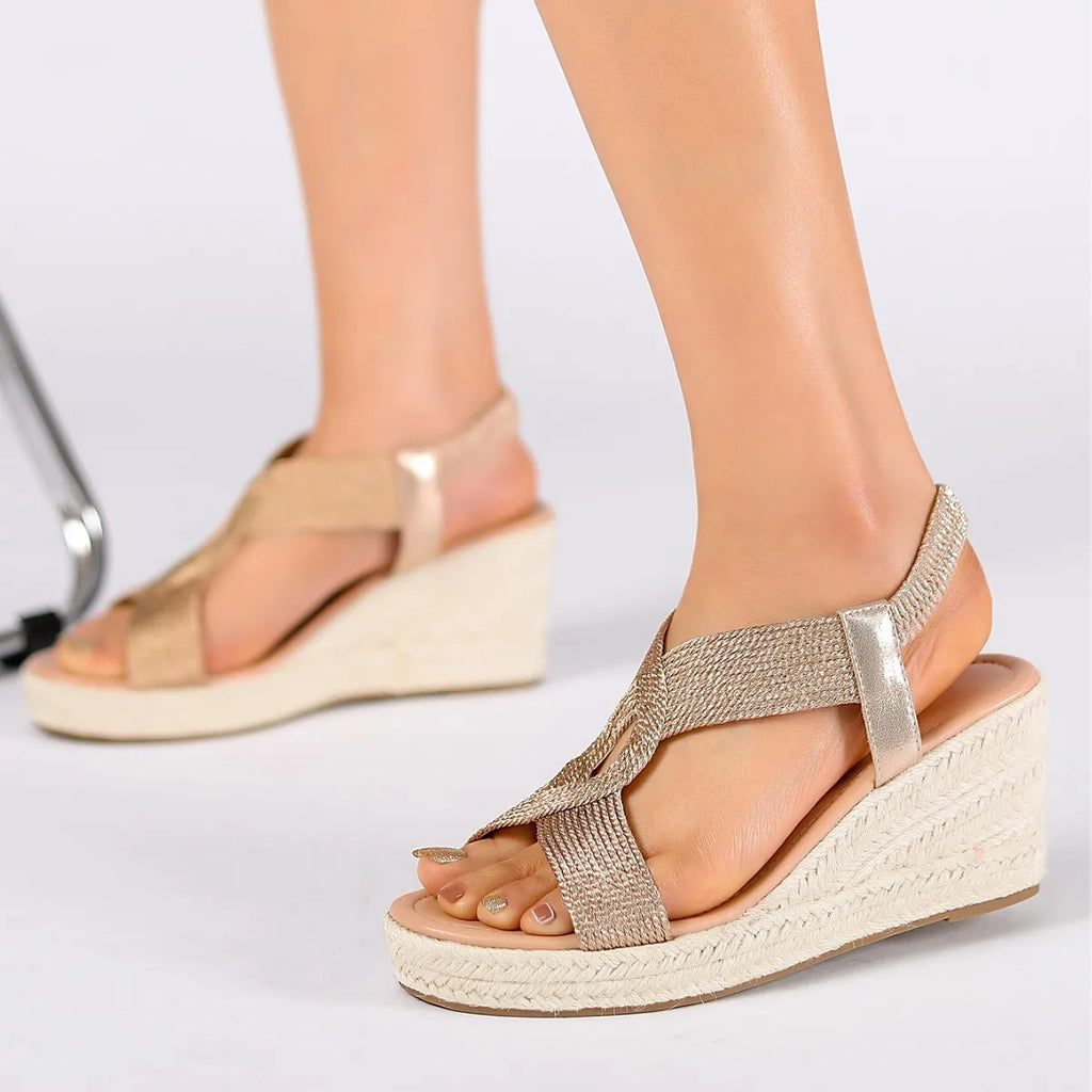 Sandals for Women's Thick Soled Wedge Heel Sandals Women's Summer Casual Rope Women's Shoes Open Toed Roman Plus Size Sandals Zpaxo