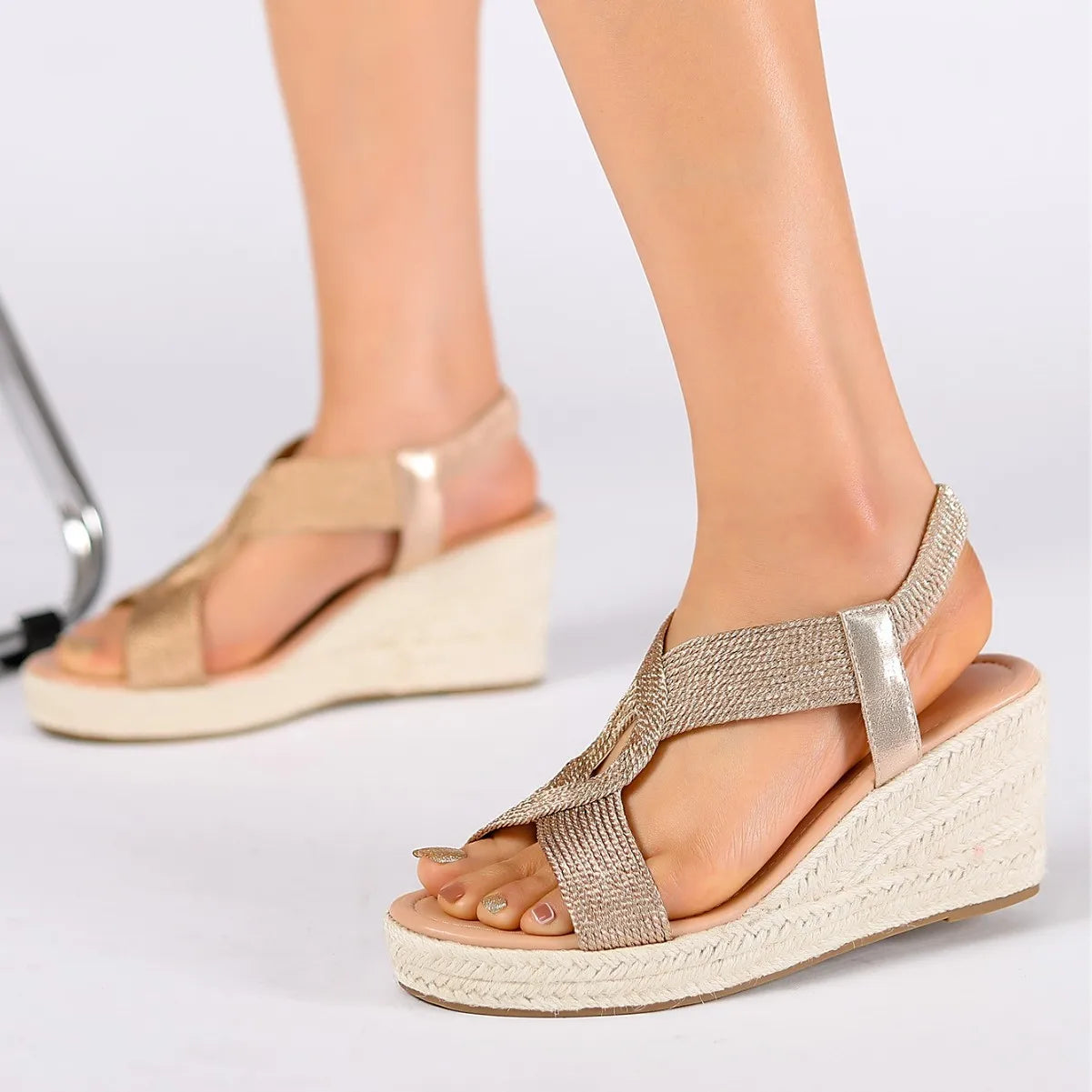 Sandals for Women's Thick Soled Wedge Heel Sandals Women's Summer Casual Rope Women's Shoes Open Toed Roman Plus Size Sandals Zpaxo