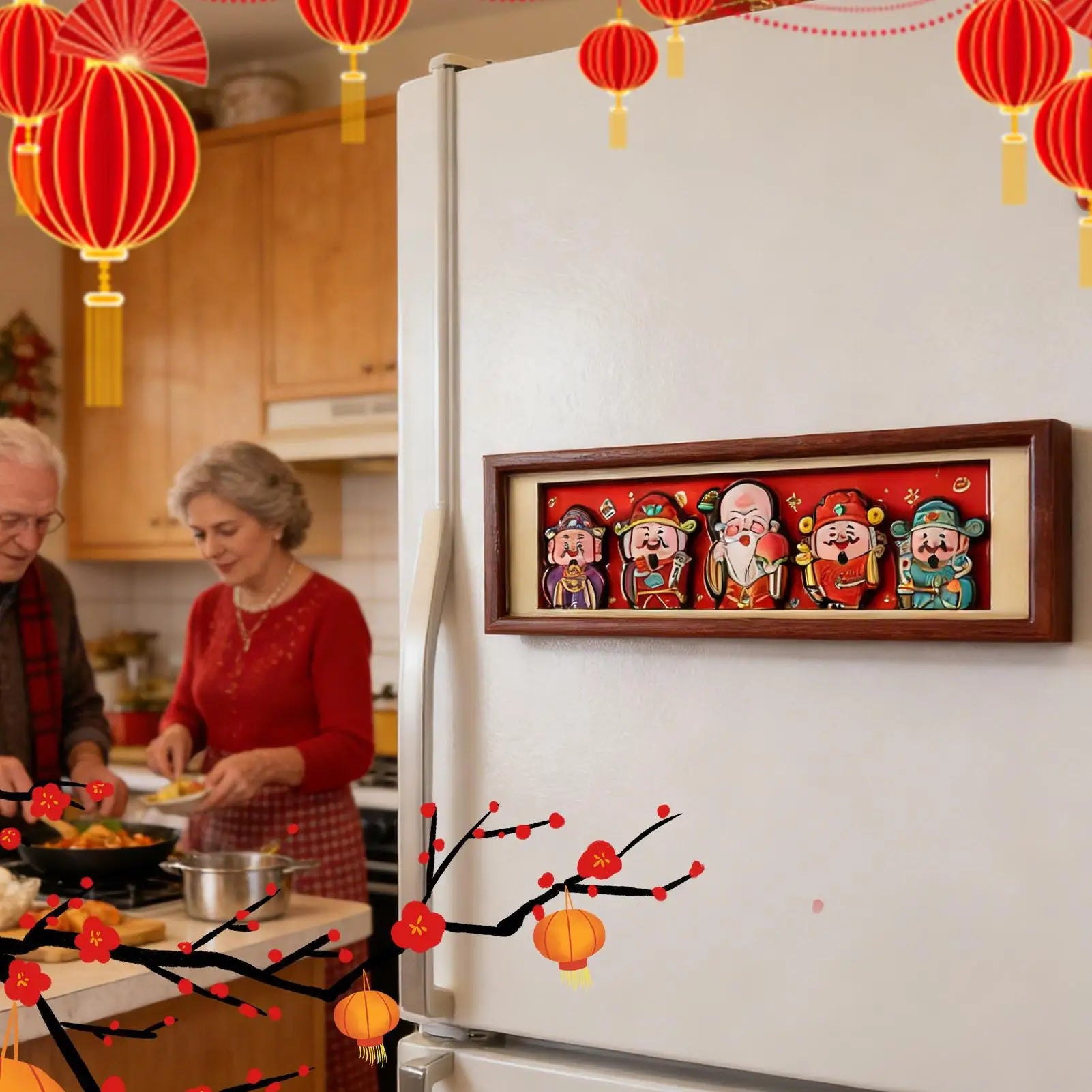 Fridge Magnets Wooden Couplet Design Harmonious Reusable Refrigerator