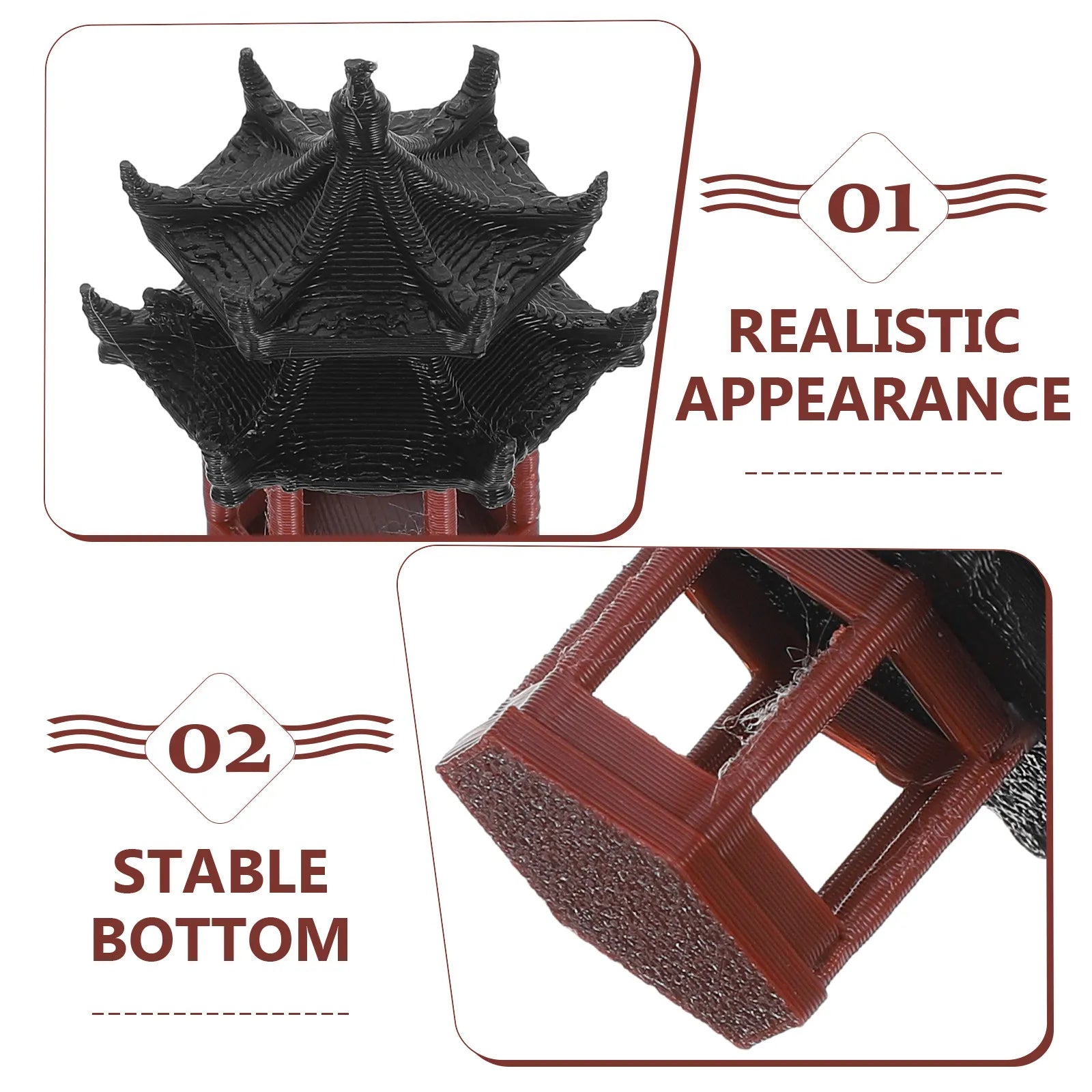 Chinese Mini Pavilion Statue Bonsai Aquarium Garden Desktop