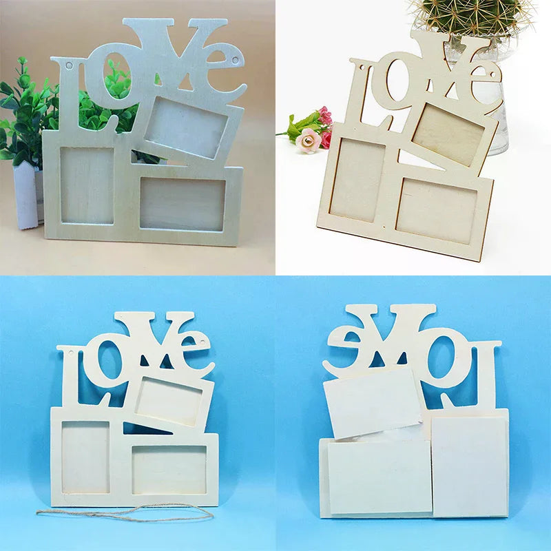 DIY Sweet Wooden Hollow Love Photo Picture Frame Home Decor Art Zpaxo