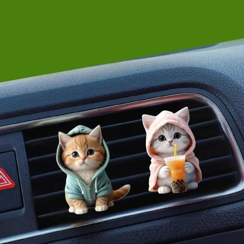 Car Outlet Vent Perfume Clips Cat Acrylic 2D Air Freshener Diffuser