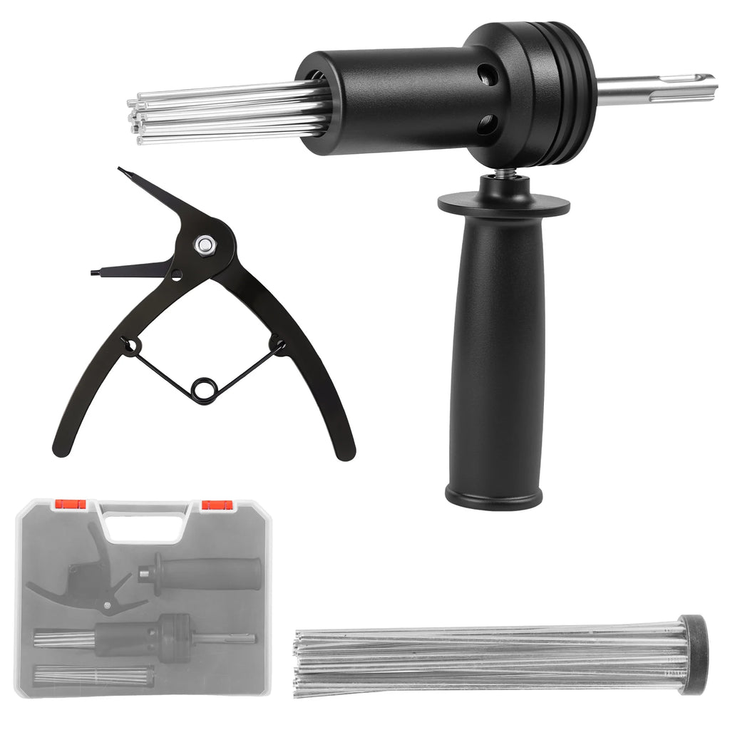 SDS Plus Needle Scaler Attachment 18 Needles 3mm Hardened Steel Rust Remover for Metal Concrete Paint Cleaning Tool with Case Po Zpaxo