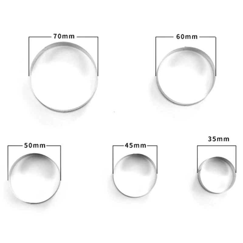 Round Circle Stainless Steel Cookie Cutter Biscuit DIY Baking Pastry Zpaxo 5Pcs