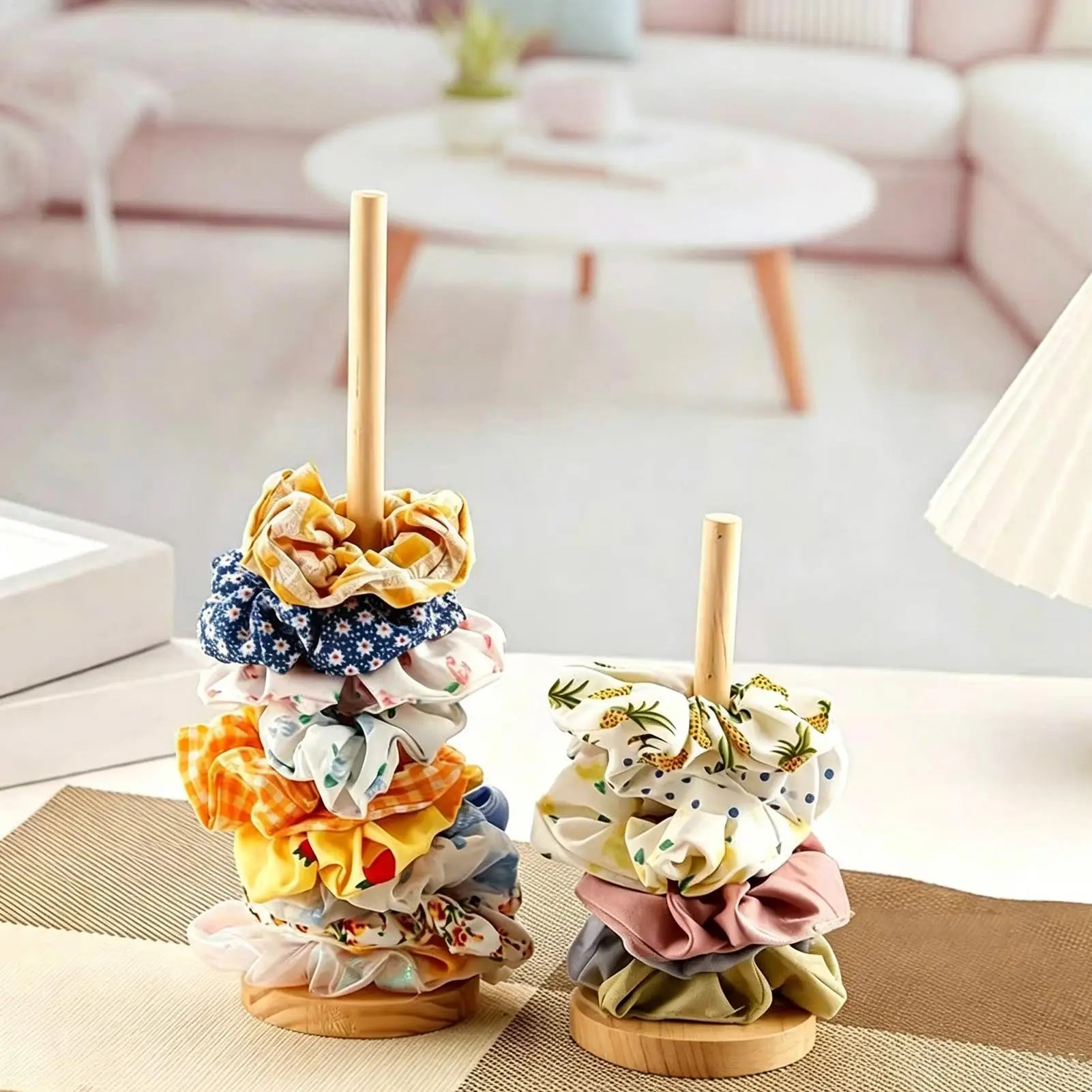 Wooden Scrunchie Stand Hair Tie Organizer Accessory Holder Jewelry