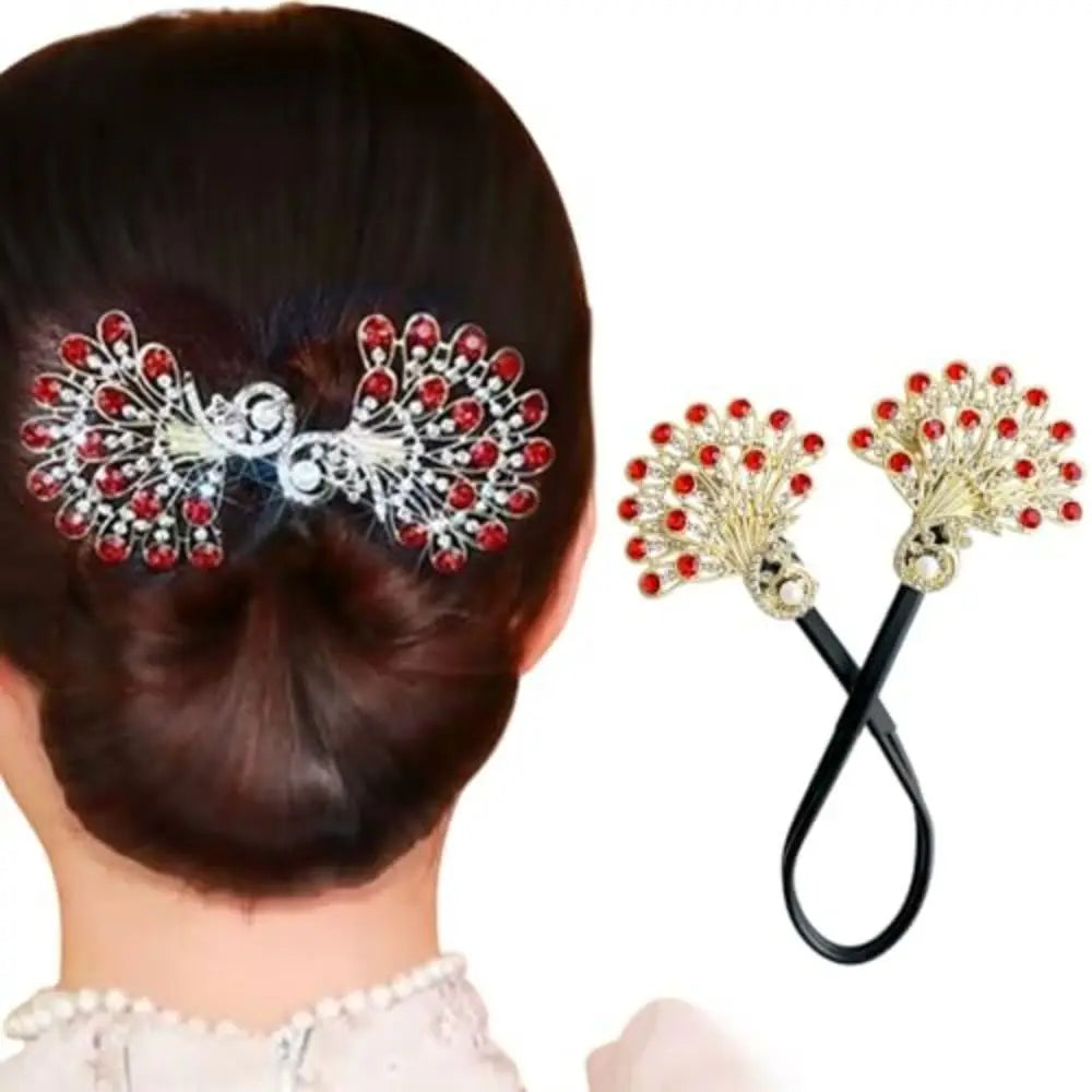 Elegant Peacock Shape Hair Bun Maker Twist Headwear Easy Fast Snap Hairstyle Twist Roll Hair Tool Hair Curler Women Zpaxo