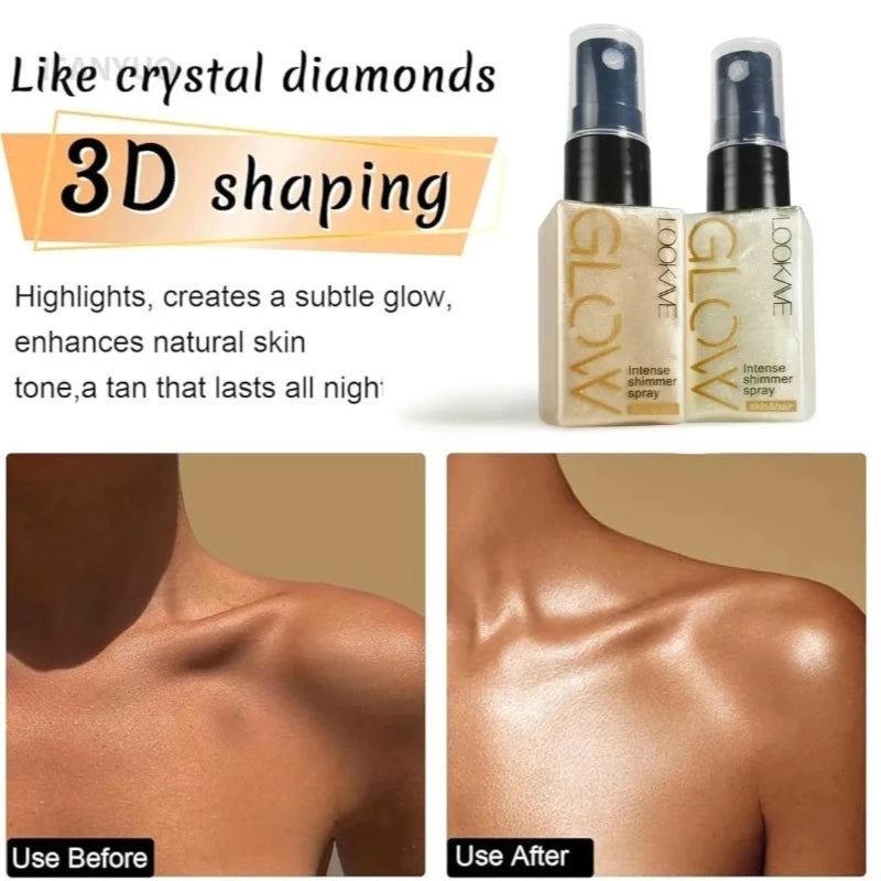 Pearlescent Glitter Spray Shimmer Oil Lasting Shine Gold Bronze