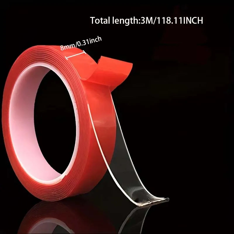 2pcs Transparent Red Film Double Sided Tape With HighTemperature Resistance No Marks Waterproof Adhesion Strong Adhes Zpaxo 2pcs