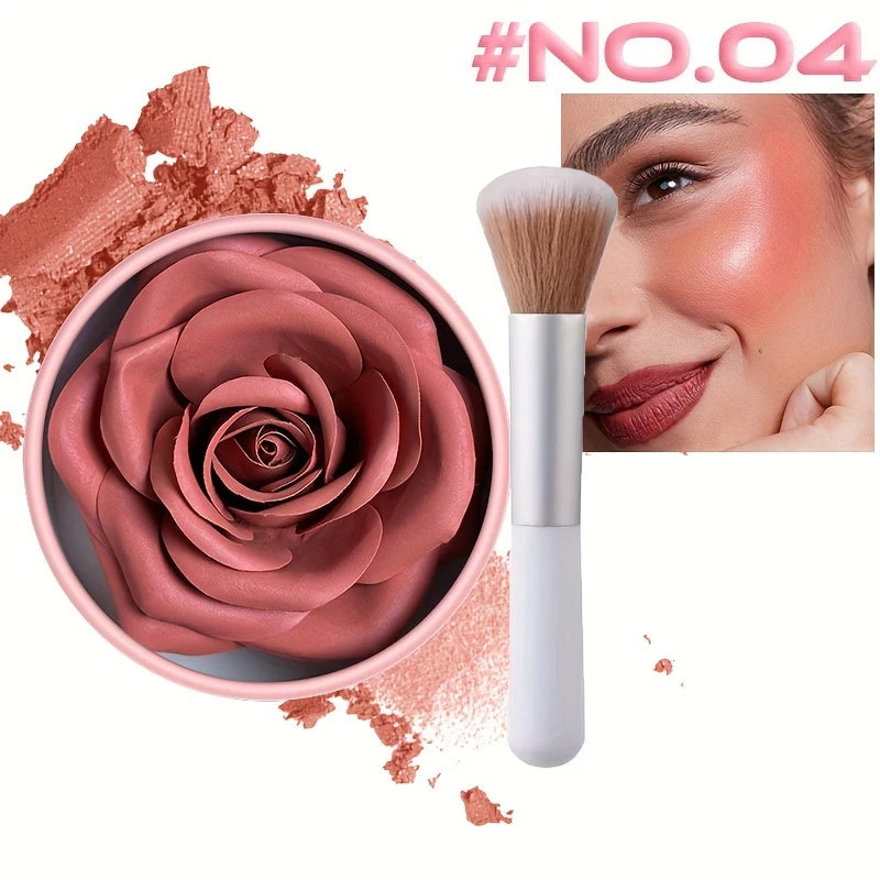 4 Color Rose Petal Blush Makeup Matte Natural Waterproof Highgloss Contour Set Flower Blusher Pigment Face Blush Makeup Cosmetic Zpaxo 2pcs-04