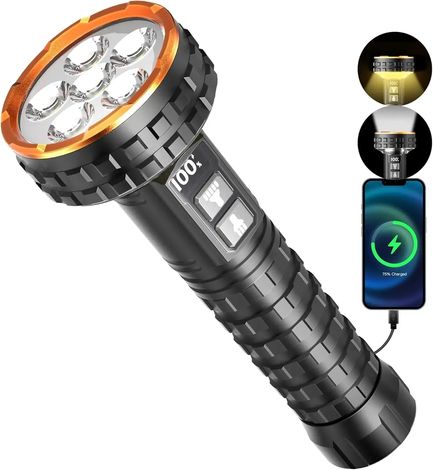 ESMARTER Rechargeable LED Flashlight – 500m Long-Range Beam