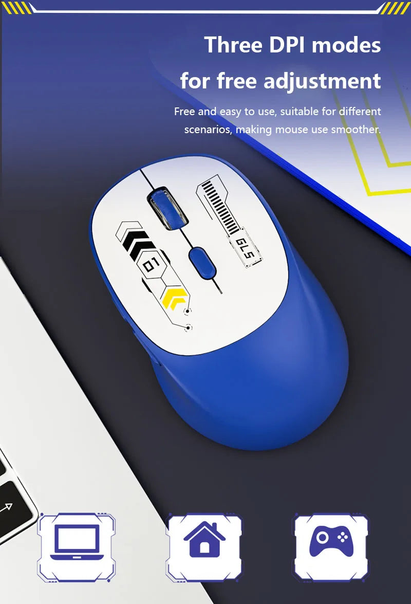 Wireless Mouse Bluetooth and 2.4GHz Dual Mode Rechargeable Gaming Mouse Ergonomic Silent Click for PC iPad Laptop Cell Phone TV Zpaxo