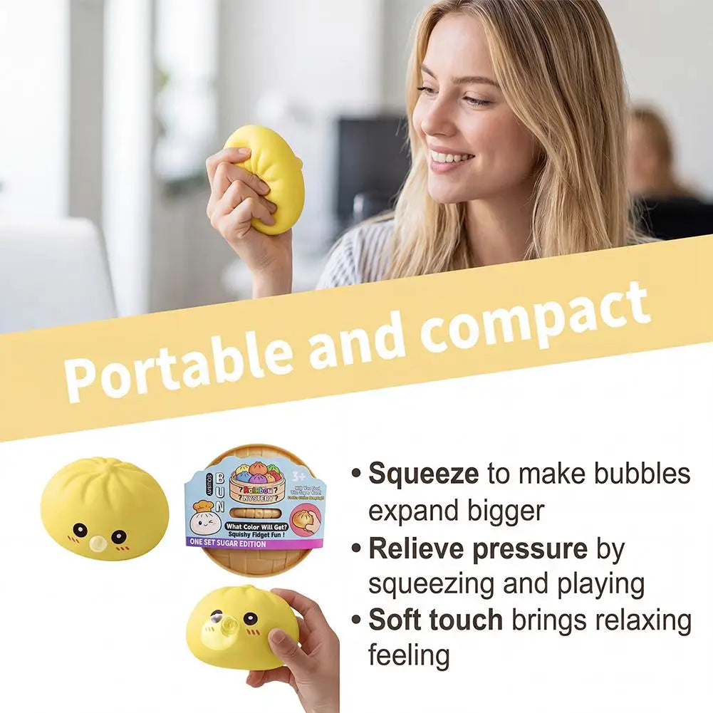 Dumpling Squishies Blow Bubbles Toy Dumpling Squishies Set with Steamer New Bubble-Blowing Squishies, Stretchy Fidget Sensory Zpaxo