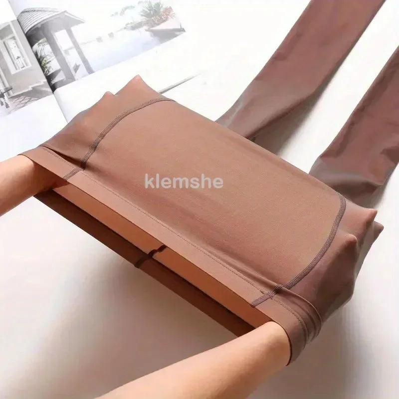 Women's Warm Hot Mesh Fleece Tights Insulated Pantyhose Skin Effect Translucent Stockings Sexy Underwear High Elastic Leggings Zpaxo