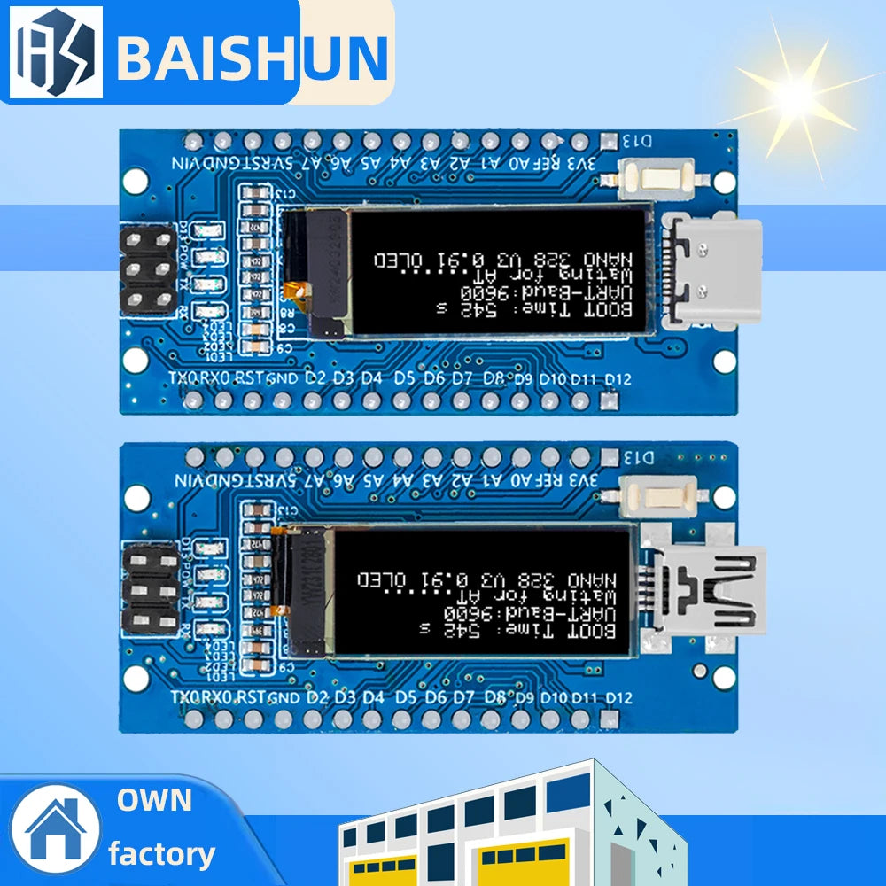 Nano V3.0 Development Board ATmega328P CH340C 0.91''white OLED Display 128*32 For Arduino Nano V3.0 MINI USB Zpaxo