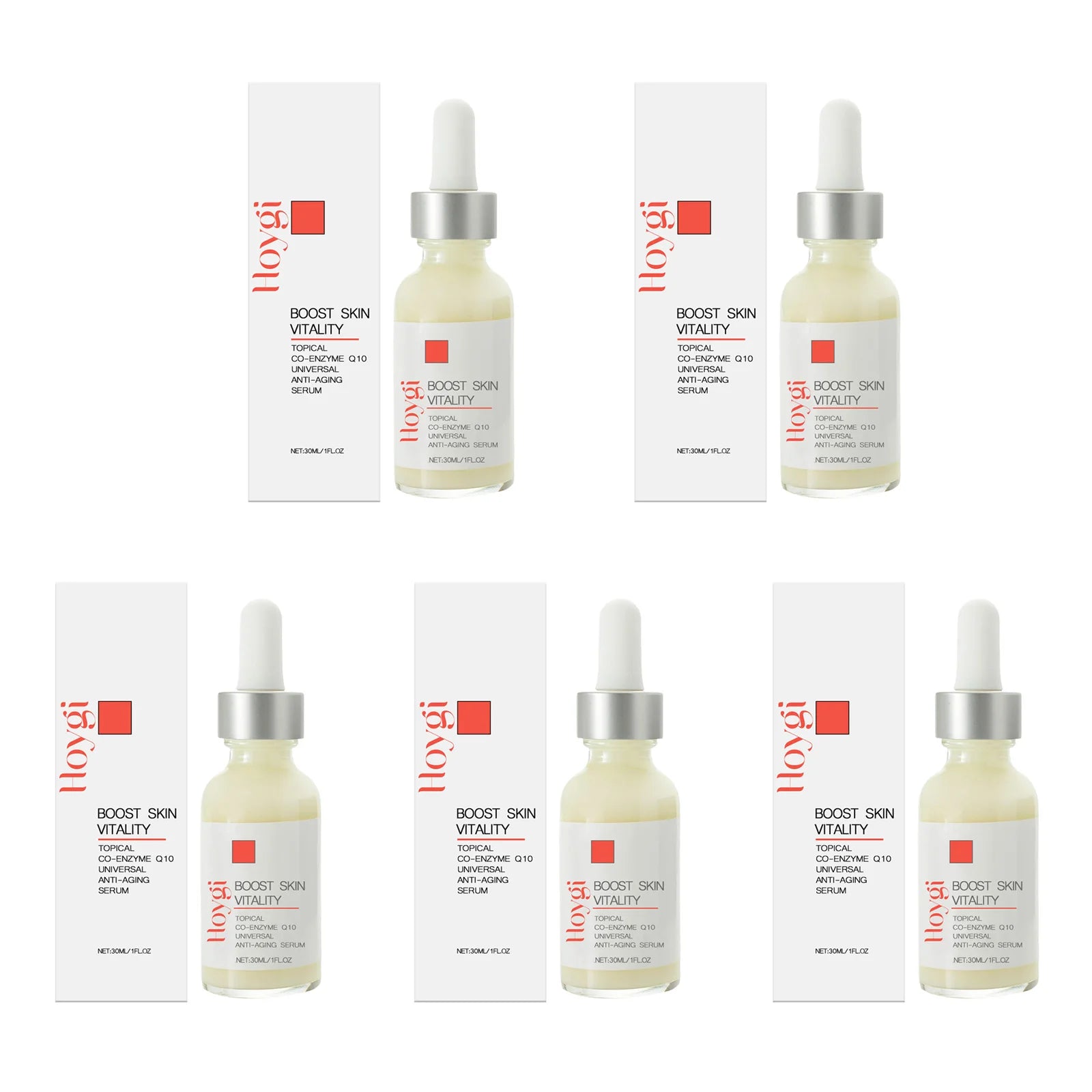 Hoygi CoQ10 Face & Neck Firming Serum | Anti-Aging Fine Lines Anti-Aging Face Serum Zpaxo 5 x 30ml Boxed