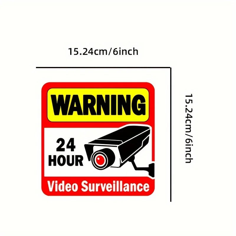 2PCS Warning Stickers 24 HOUR VIDEO Surveillance Security Camera Alarm Sticker CCTV Video Warning Tape Home Store School etc. Zpaxo