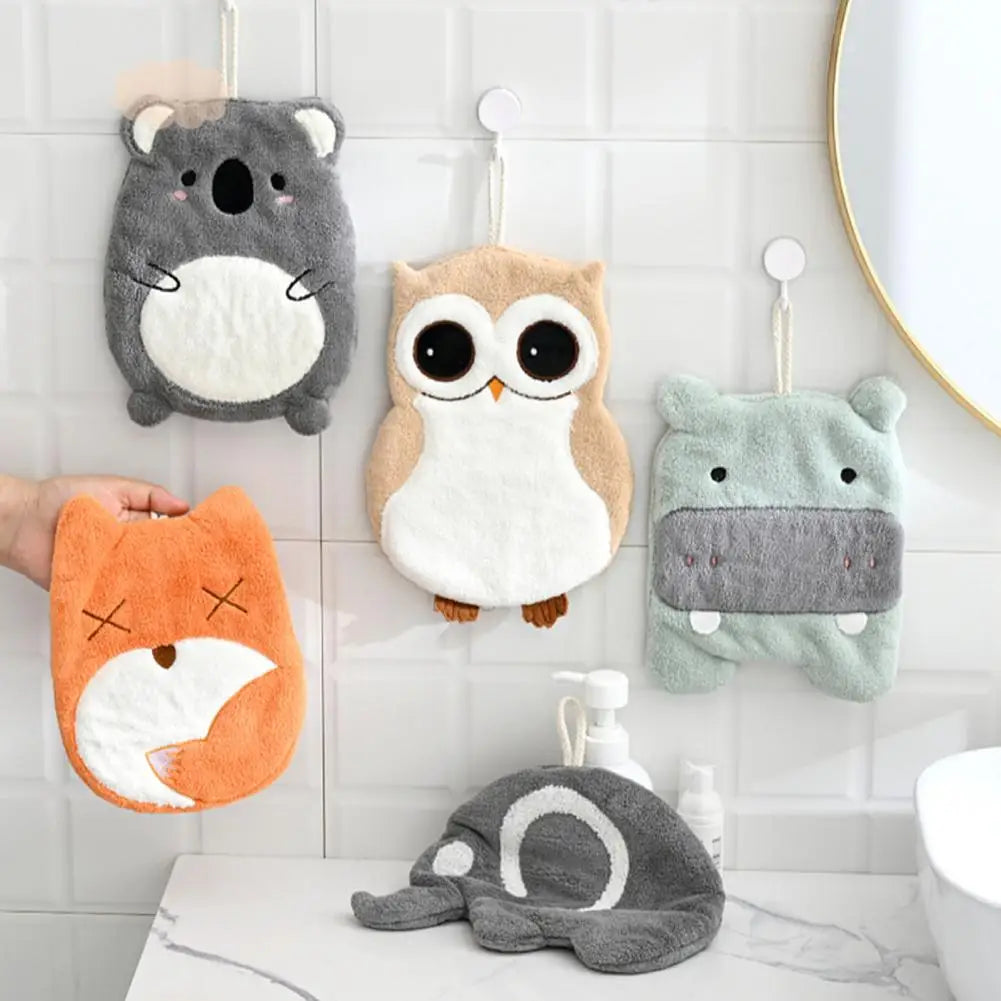 Absorbent Hand Towel Children's Cartoon Animals Dishcloth Elephant