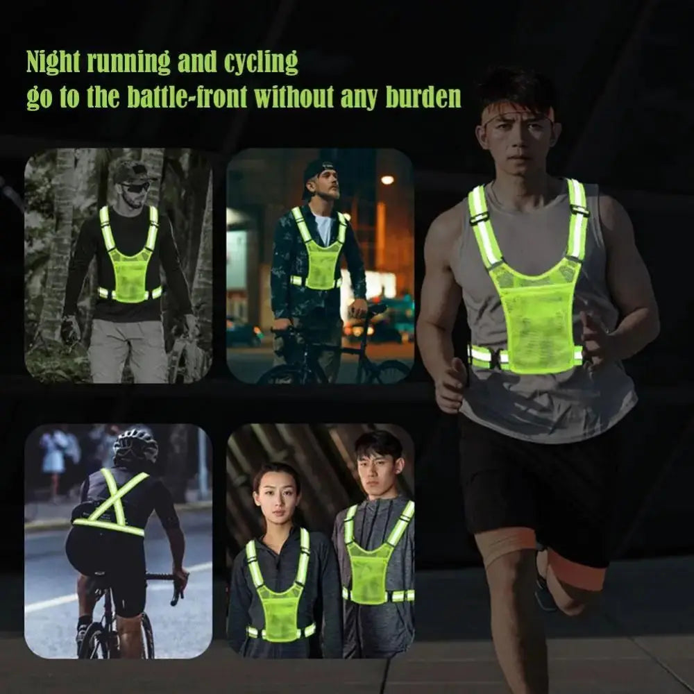 Elastic Cycling Reflective Vest with Phone Pouch Adjustable Motorcycle Riding Waistcoat Mesh Breathable Traffic Safety Vest Zpaxo