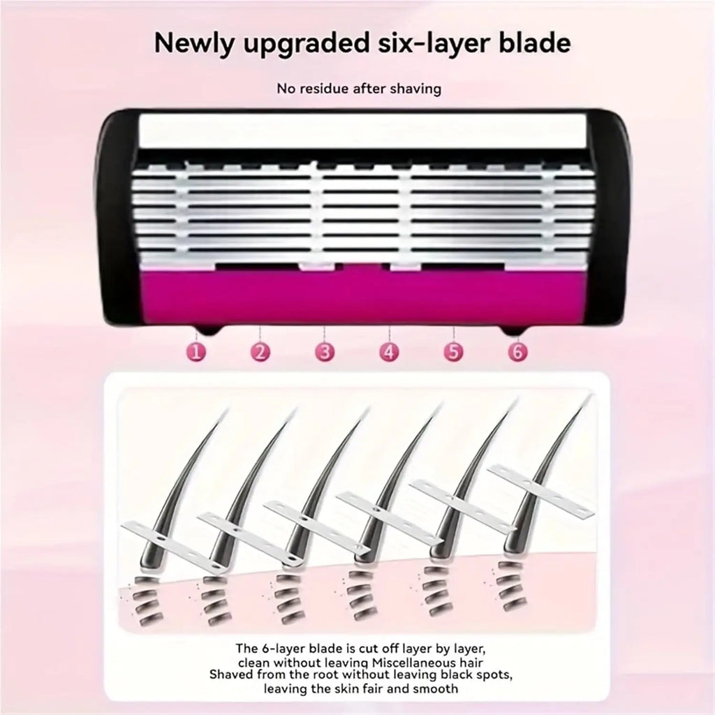High Quality 6 Layer German Stainless Steel Safety Razor Blade Man Shaving Cartridges Compatible with Mach Shaver Zpaxo