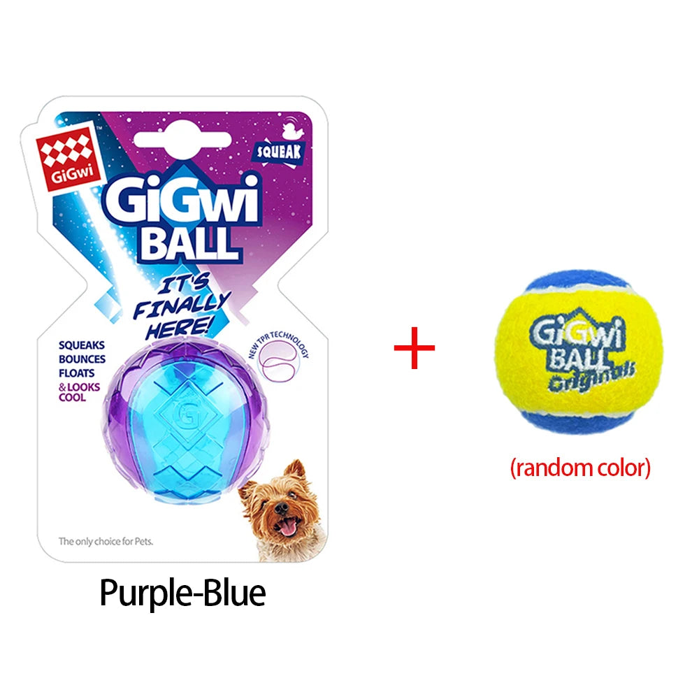 Pet Dog Squeaky Toys Ball Tennis Interactive Bounce Sound Rubber Zpaxo Purple-Blue-tennis S-5cm