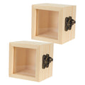 Insect Display Box Natural Wood Clear Lid Specimen Storage Square