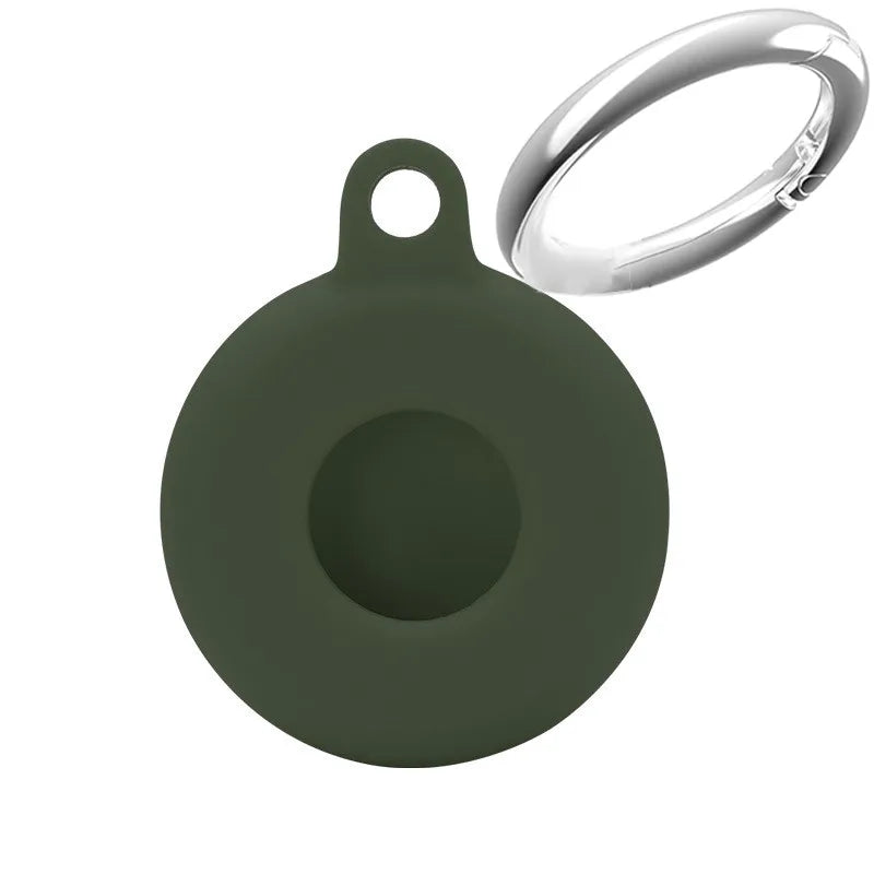Waterproof Silicone Case Airtag Tracker Protective Cover Keychain Zpaxo Dark Green