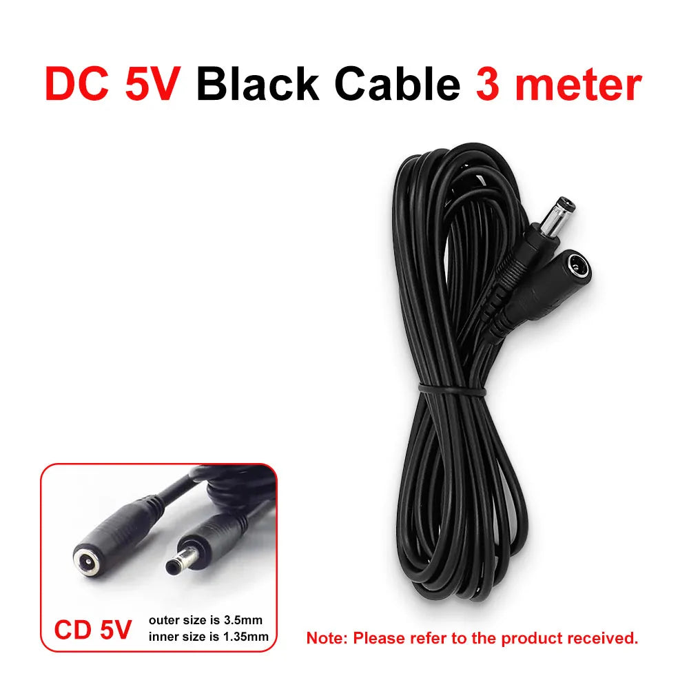DC 12V Power Adapter Extension Cable 5 5V 3 Male Female Cord Extend Zpaxo 5V 3M Black