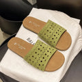 Hollow Out Flat Slippers Pu Leather Summer Sandals 2024 Luxury Design