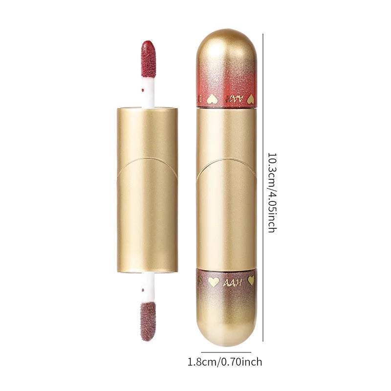 Double-head Lip Gloss Lipstick Hydrating Moisturizing Foldable