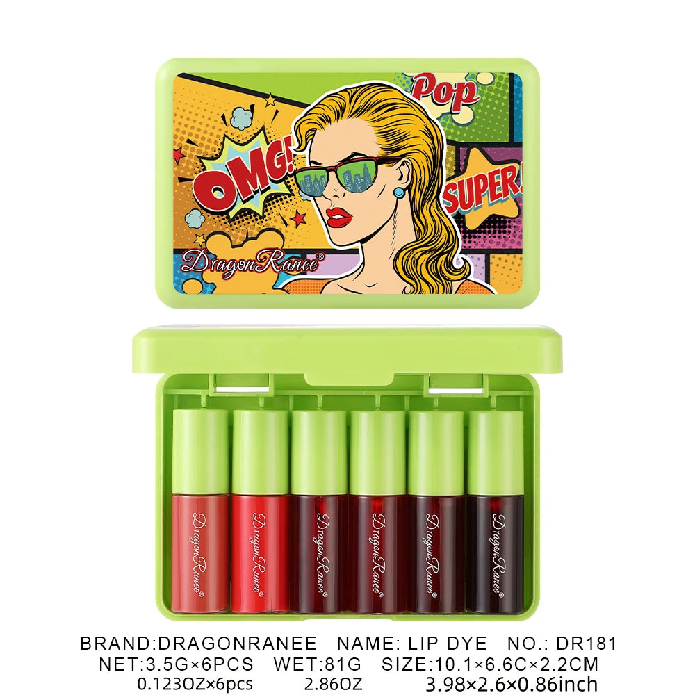 6-Piece Lipstick Set, Easy to Apply, Non-Stick, Moisturizing Lip Gloss in Red, Brown, Pink, Base Lip Gloss, Holiday Makeup, Performance, Gift Lip Gloss Set Zpaxo