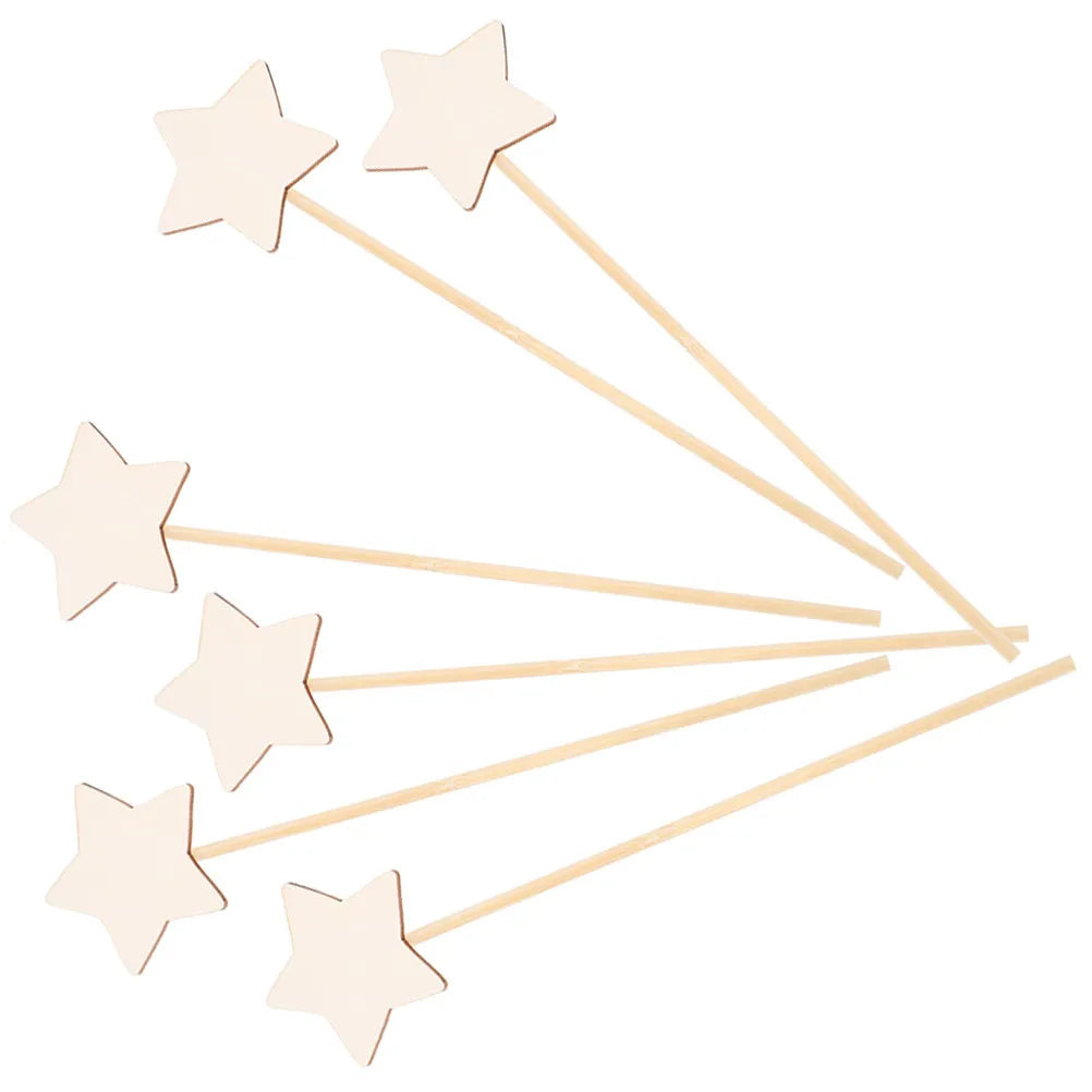6Pcs Fairy Wands DIY Craft Sticks Blank Painting Kids Creative Activities Fairy Party Decoration Fun Gifts Wands for Girls