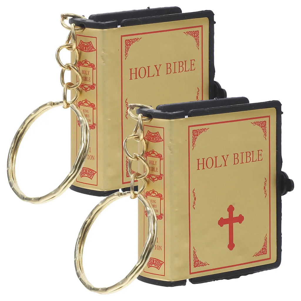 Bible Key Ring Miniature Book Pendant Religious Keychain Decoration