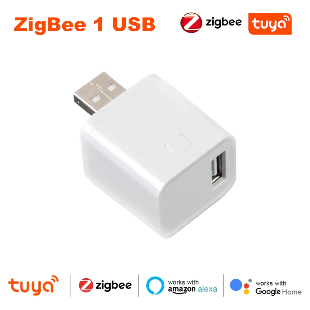 Tuya 1/2/3Gang Smart USB Adapter WiFi Zigbee Plug APP Timing Control Switch 5V Mini DIY Controller Works with Alexa Google Home Zpaxo Zigbee-1USB Port