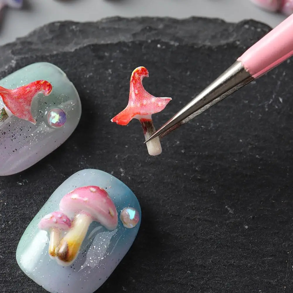 Cute 3D Mushroom Nail Charms Adorable Cartoon Resin Art Decorations