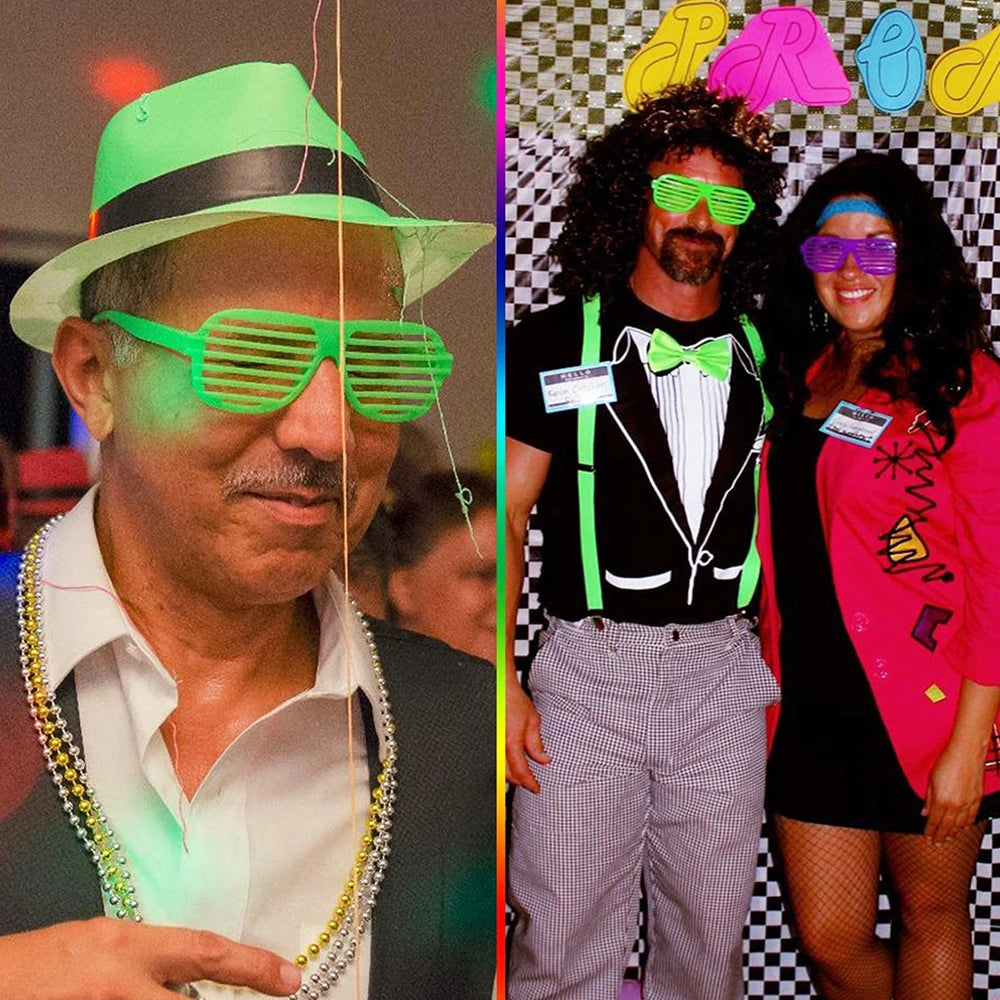 6 Shutter Shades Glasses Sunglasses Neon Eyewears 80s 90s Retro Party Zpaxo