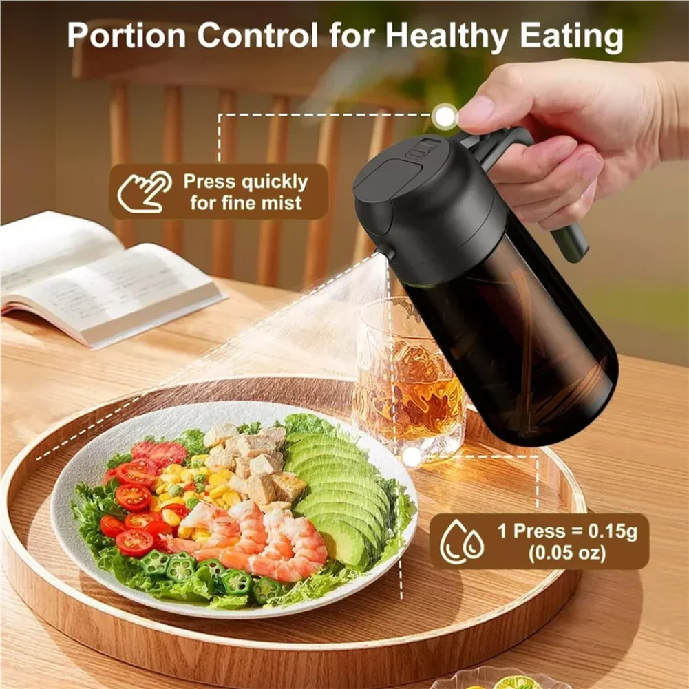 2-in-1 Glass Oil Dispenser & Sprayer - 16oz/470ml Leakproof Olive Oil Sprayer Bottle for Cooking, Air Fryer, BBQ, Baking, Salad Zpaxo