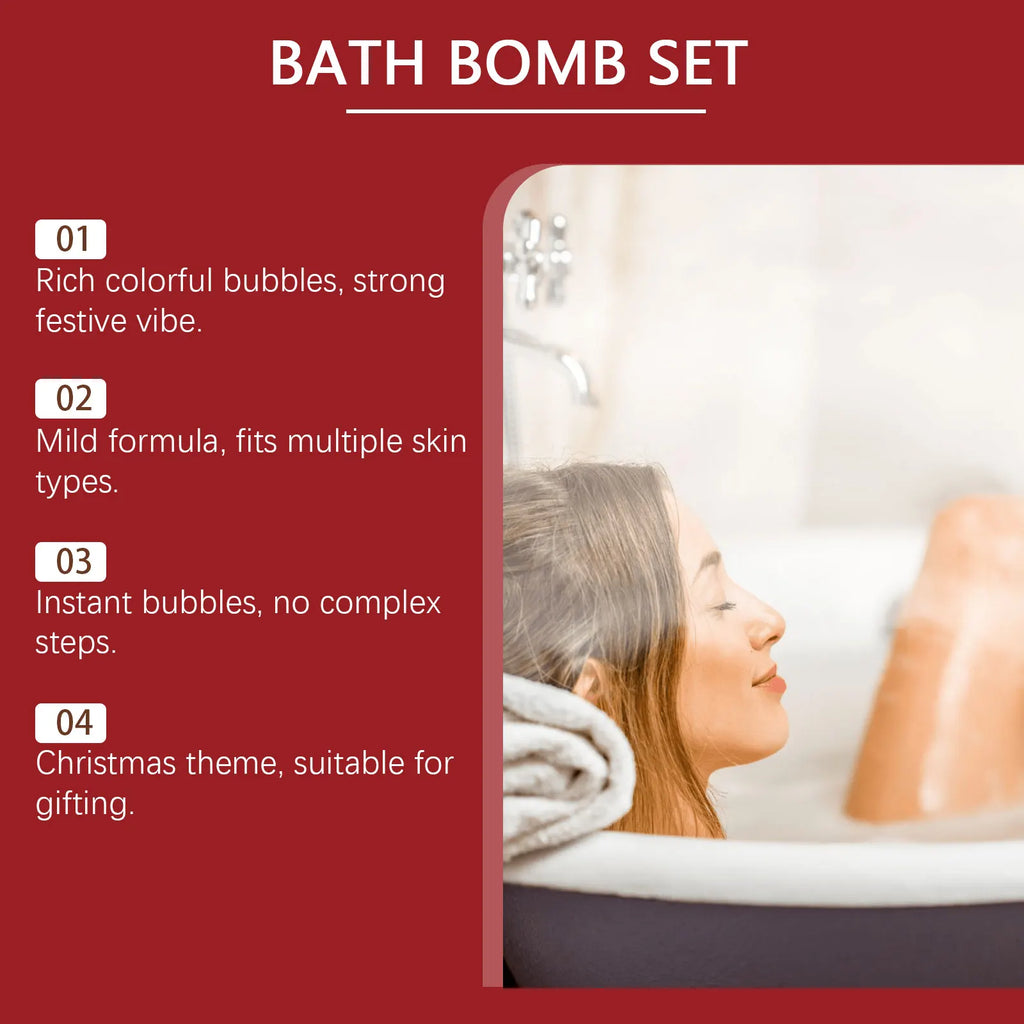 Christmas Colored Fizzy Long-Lasting Scent Bath Bomb Gift Set Gentle Cleansing and Exfoliating Handmade Moisturize Bath Bomb Zpaxo