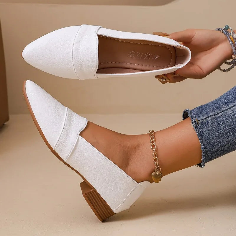 Women's Spring Autumn Vintage Solid Comfortable Single Shoes 2026 Zpaxo WHITE 41
