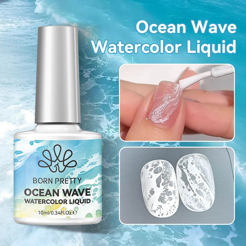 White Bubble Ocean Wave Watercolor Liquid Gel Nail Polish 3 Seconds Spread Lace Hollow Gradient Nail Art Gel DIY Summer Nails Zpaxo